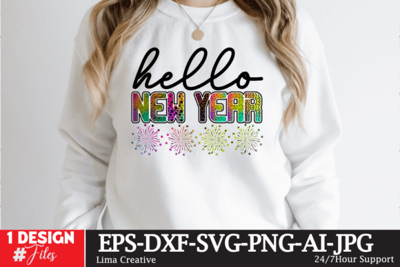 Hello New Year Sublimation PNG Graphics for T-Shirt Designs