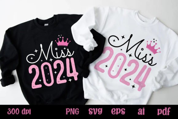 Miss 2024 Pink New Year SVG: Graphics & T-Shirt Designs