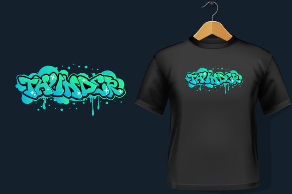 Thunder: A Bold Graffiti Graphics Asset for T-Shirt Designs